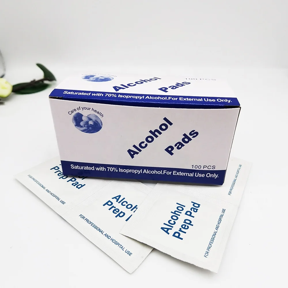 Wholesale Private Label Service Disposable 5*5cm Custom 70% Isopropyl Nail Alcohol Pad