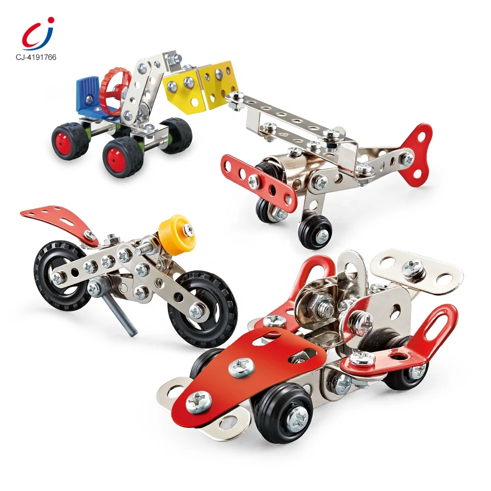 Chengji educational diy assembly 3d fantastic alloy vehicle model construction block toy set metal building blocks kit