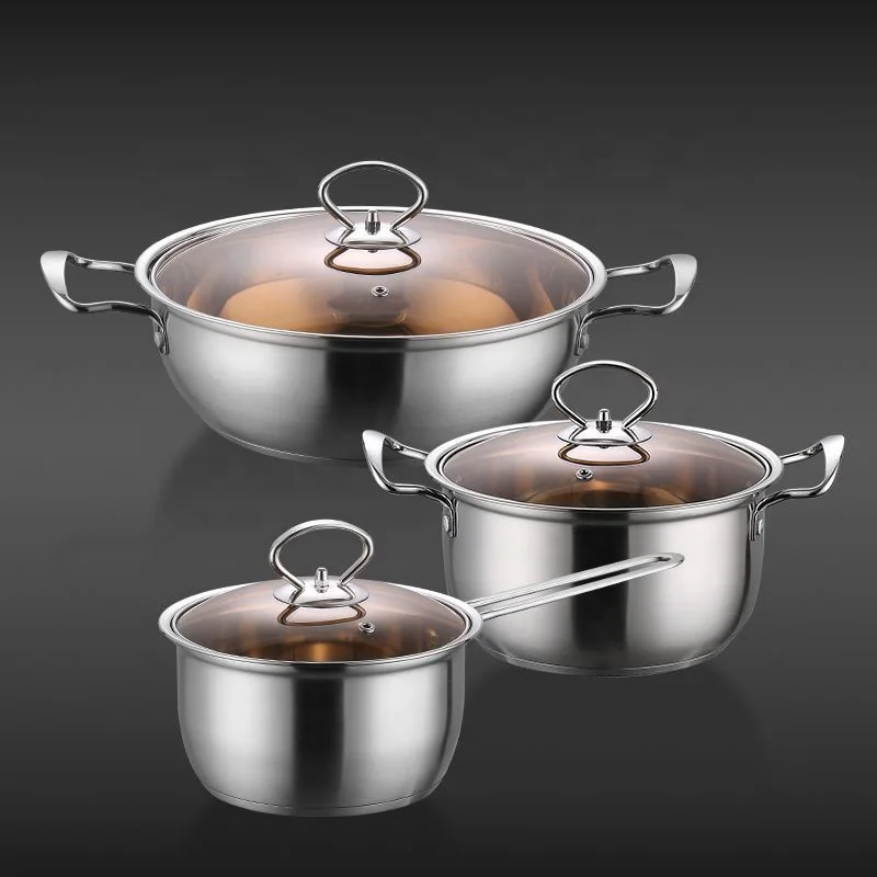 Factory TOP Seller 6 PCS Flat Bottom Cooking Pot Sets Sauce Pan Soup Pot Cookware Sets For Kitchen