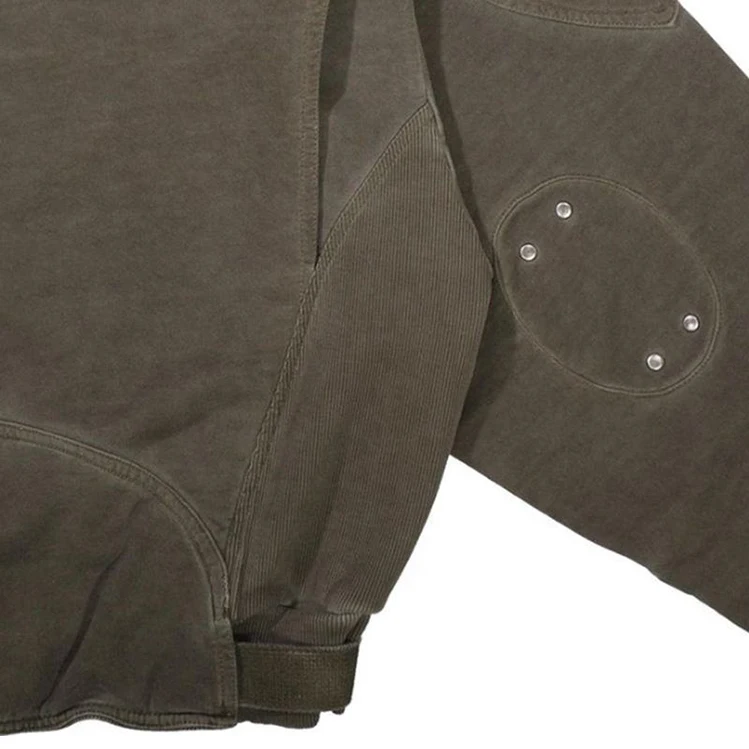 Men Layered Construction Sweatshirt Cotton Blank Heavy Weight Pullover Acid Wash Oversize Adjustable Belt Men Hoodies