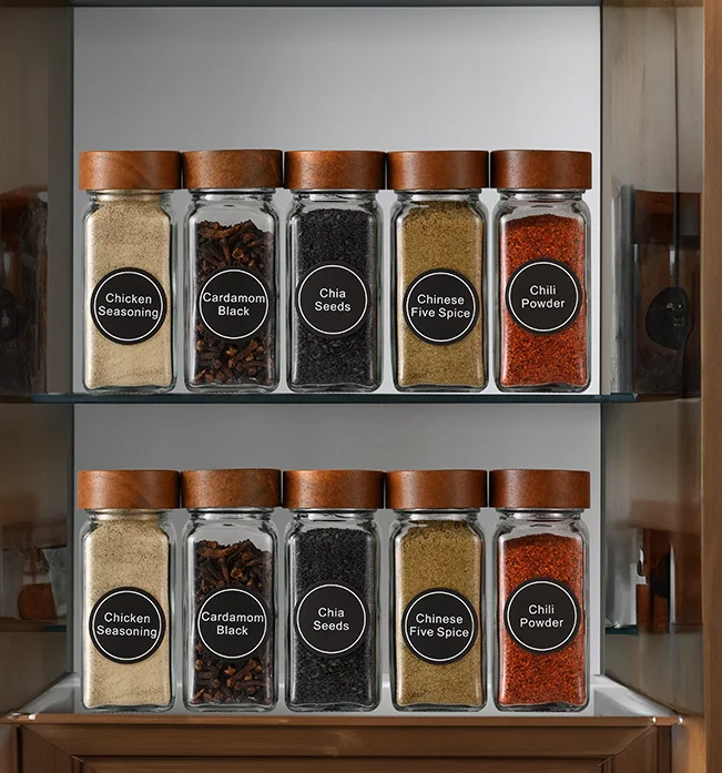 Hot sale 24Pcs Glass Spice Jars Empty 4 oz 120ml Square Seasoning Spice Bottle Jar set Spice Containers with Labels