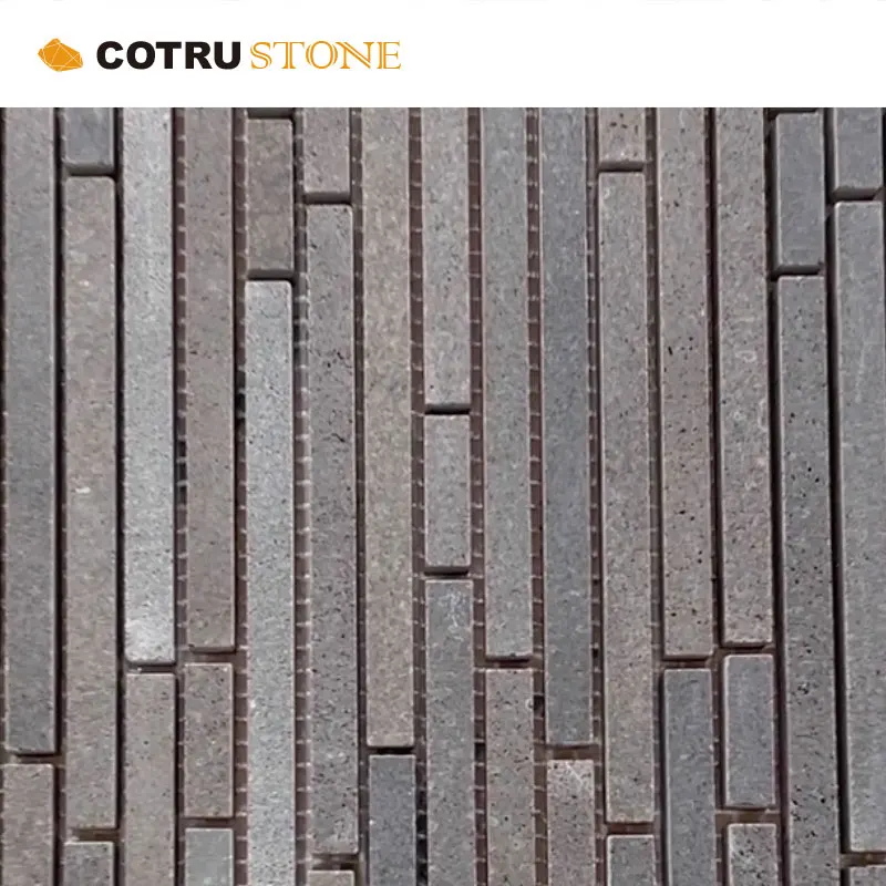 Xiamen Stone Wholesale Black Basalt Natural Stone Ledge Wall Cladding Mosaic Tile for Exterior and Interior decoration