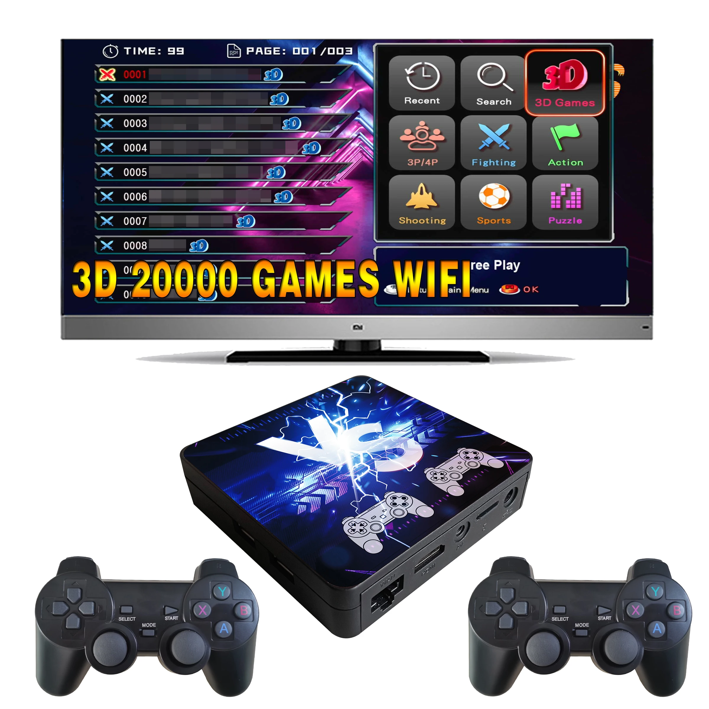 2024 New Arcade 20000 Games WIFI 64GB Retro Video Game Stick 4K Classic TV Game Box PSP/PS/DC/FC