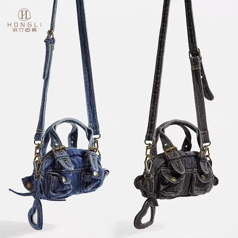 Denim Mini Crossbody Bag Canvas Women Shoulder Bag Casual Girl Denim Purse And Handbag With Custom Logo