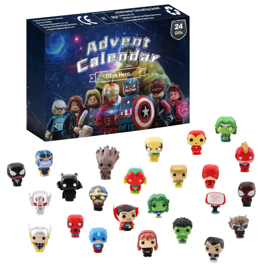 Christmas Calendar Heroes Avenge Action Figure Spider Irons Man Toys Pvc Blind Box Gifts Advent Calendar