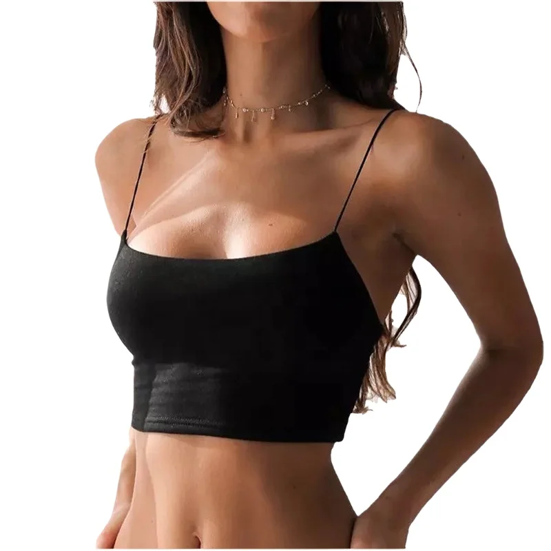 Sexy Crop Top Summer Sleeveless Plain Thin Strap Camisole Beach Sports Tank Tops