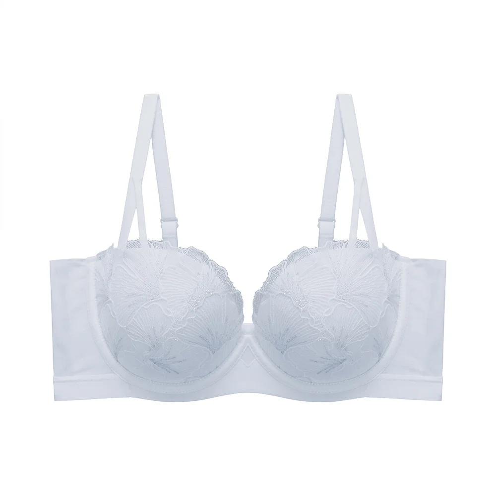 Lace Half Cup Bra for Big Busts Minimize Side Bulge Prevent Sagging UltraThin Breathable Adjustable Bra Summer Lingerie