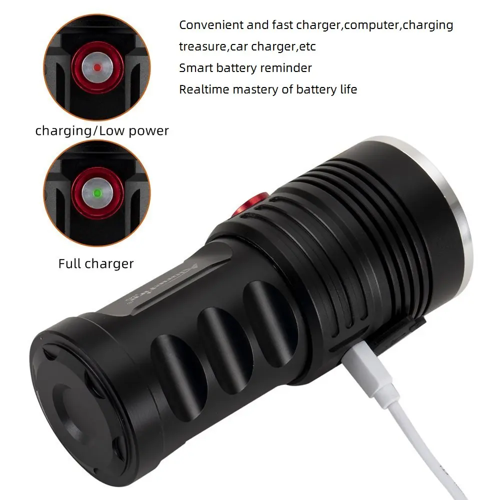 Alonefire H42 3x XHP50 LED 45W Brightest Flashlight USB charging Aluminum Torch Outdoor High power hunting Patrol Lighting light