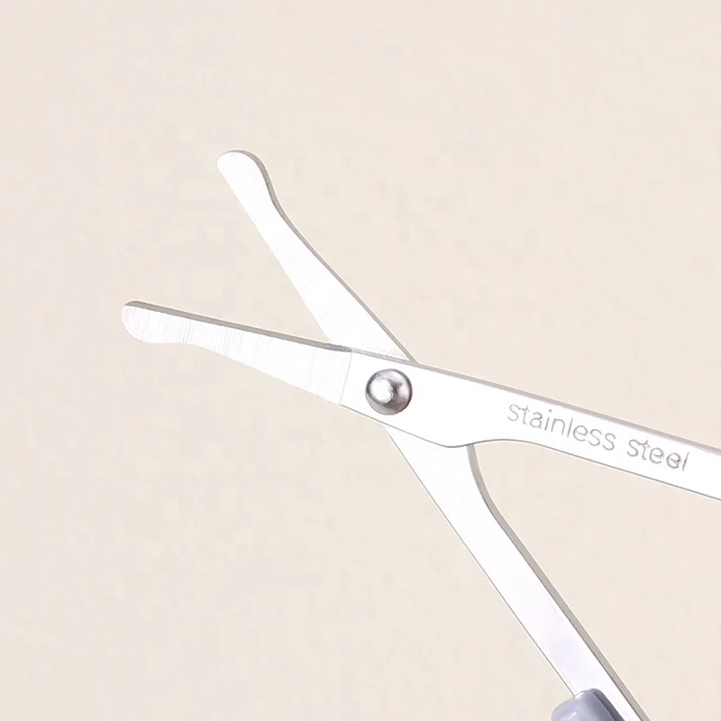 High Quality Stainless Steel Eyebrow Grooming Scissors Curved Straight Brow Shaping Scissors with Plastic Safety Cover