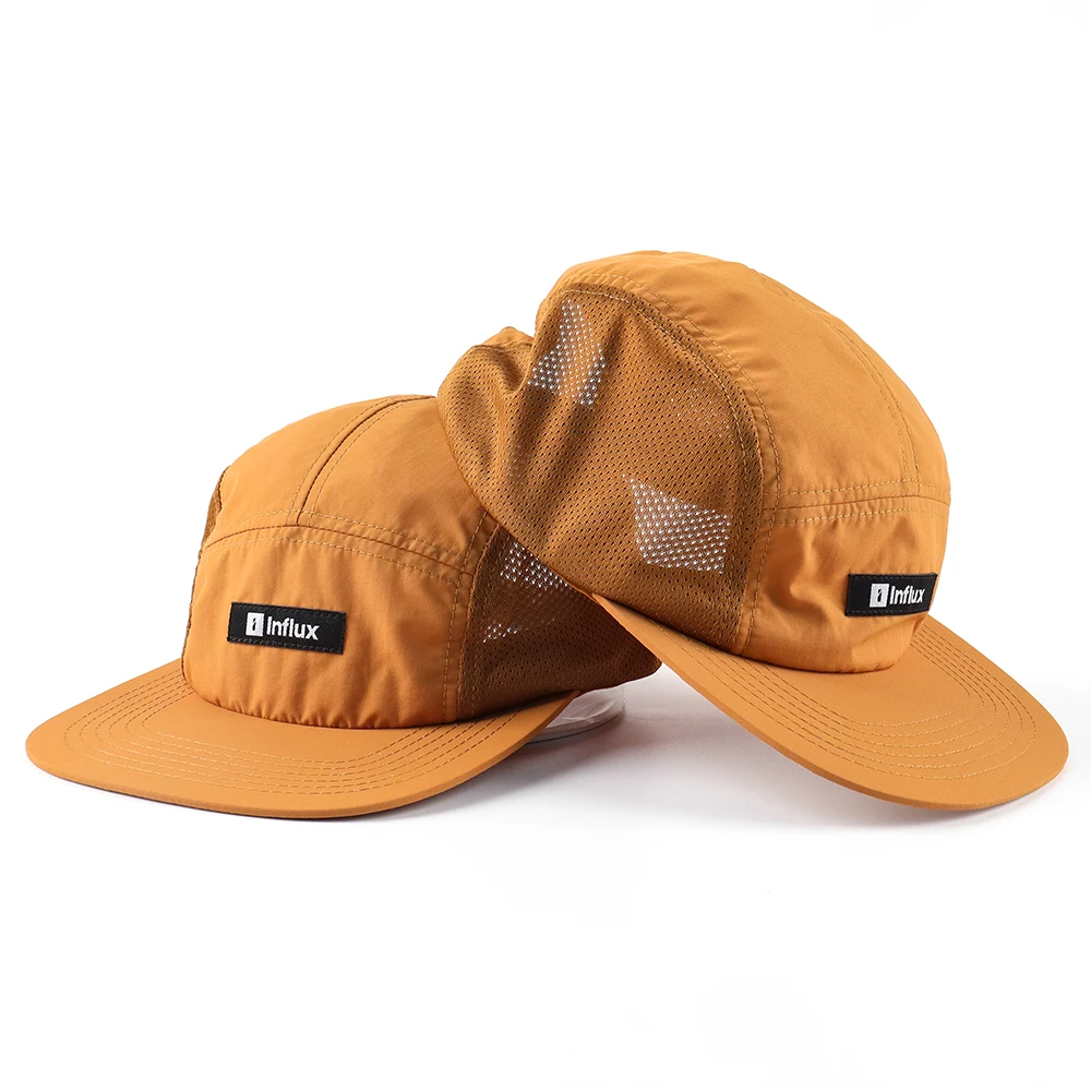 Oem Custom logo 5 Panel Mesh Lightweight Camping Hat,Outdoor Running Quick Dry Nylon cap Gorras,Men Women Camper Duckbill Hat