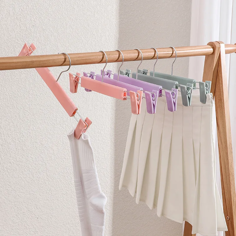 clothing store hanging pants hangers storage anti-slip plastic pants hangers color skirt clips drying hangers for garment