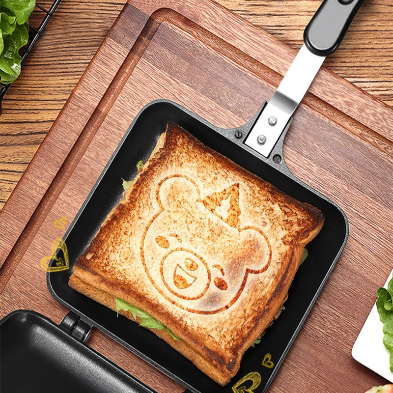 Gas Non-Stick Sandwich Maker Iron Bread Toast Breakfast Machine Waffle Pancake Baking Barbecue Oven Mold Grill Frying Pan