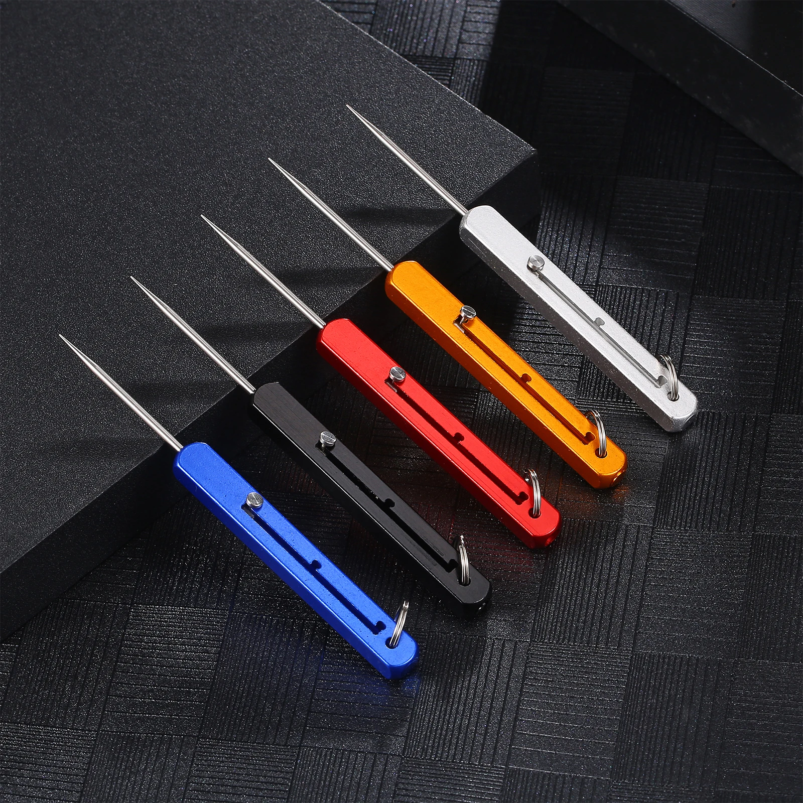 Portable Titanium Square Telescopic Toothpick Toothpick With Toothpick Holder Keychain Multi-function Fruit Fork