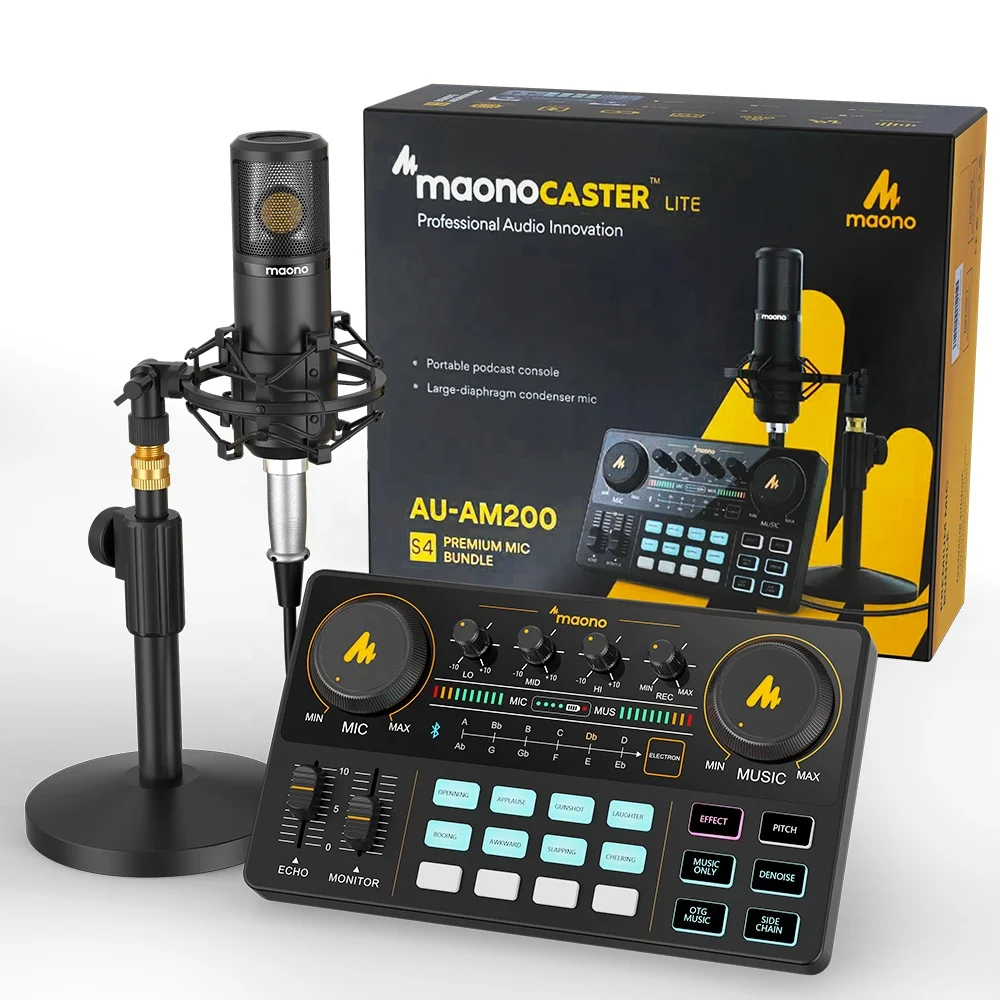 
MAONOCASTER AM200S4 USB Sound Card Studio Recording with 25mm XLR Condenser Microphone Live Streaming kit 