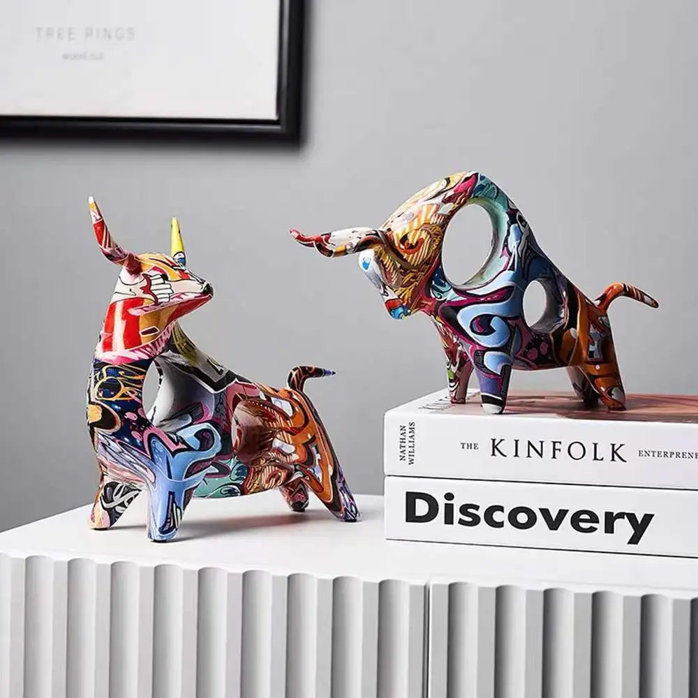 2022 new Ornament Animal Colorful home office statue small sculpture art graffiti home decor