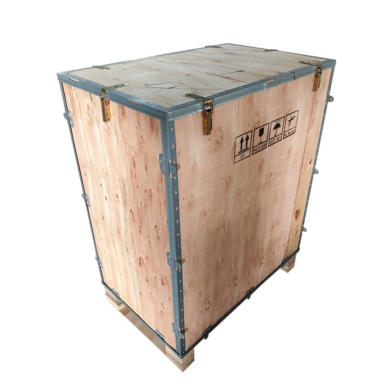 Logistics packaging wooden crate locking international freight wooden transport box stackable mobile storage box