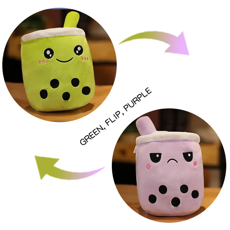 8 style 15/25cm hot sale reversible boba plush cute boba plush reversible double sided expression kawaii reversible boba plushie