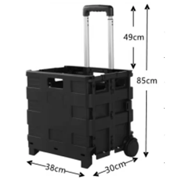 Portable Mobile 20L Plastic Shopping Carts Foldable Shopping Cart With 2 Wheels Load Capacity Foldable Shopping Trolley Cart