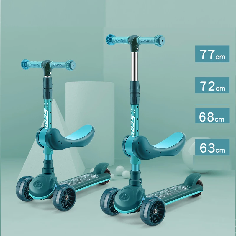 Manufacturer europe lucky adjustable 3 wheel scooter children kids kick scooter with big wheel led light