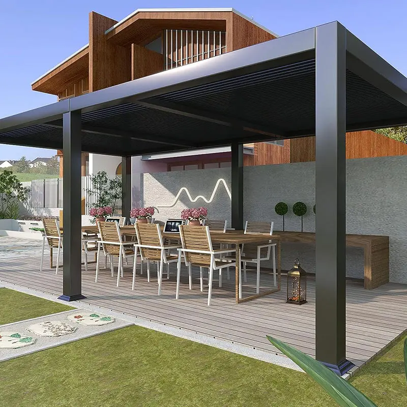 Outdoor Aluminium Gazebo Design for Restaurant Sunshading Pergola
