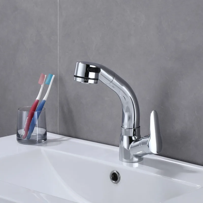 Black pull hot and cold water faucet Ceramic Modern modern kitchen faucet Kitchen mixer faucet High quality