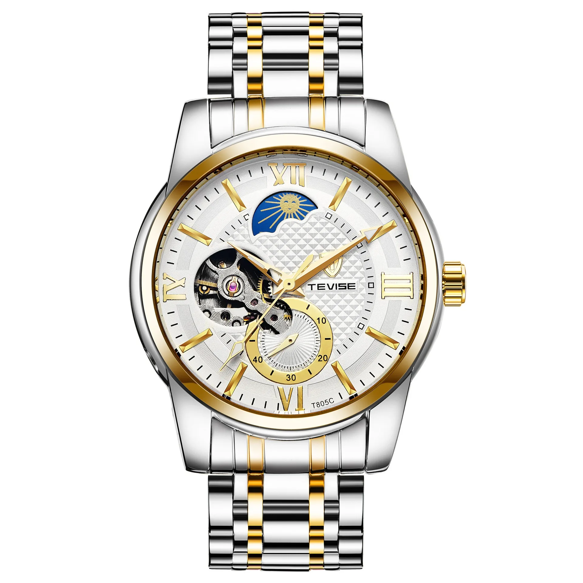 China factory wholesale cheap watches automatic mechanical week date display roman dial men watch