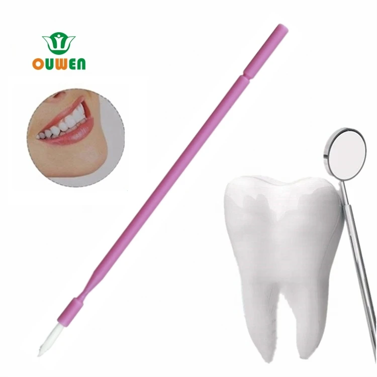 Ouwen Manufacture OW-8-B-1 Pink Cusp Soft Brush 100 Pcs per Barrel Long Head Bendable Neck Disposable Dental Micro Brush