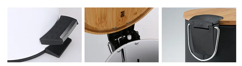 Household Trash Can Living Rome Lid Press Trash Bin 3L High-foot Wood Grain Waste Bins