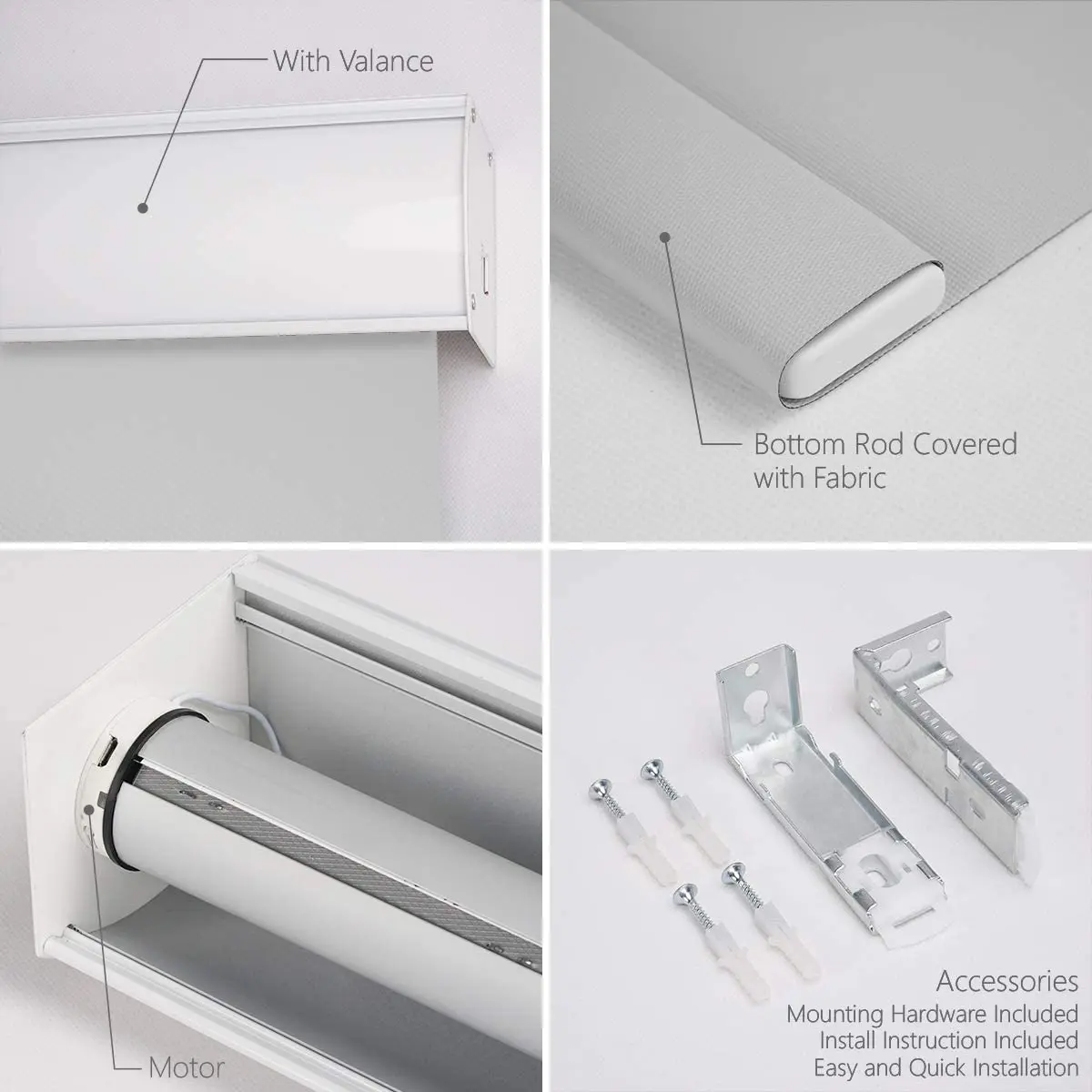 100% Blackout Black Motorized Cordless Roller Blinds Shades