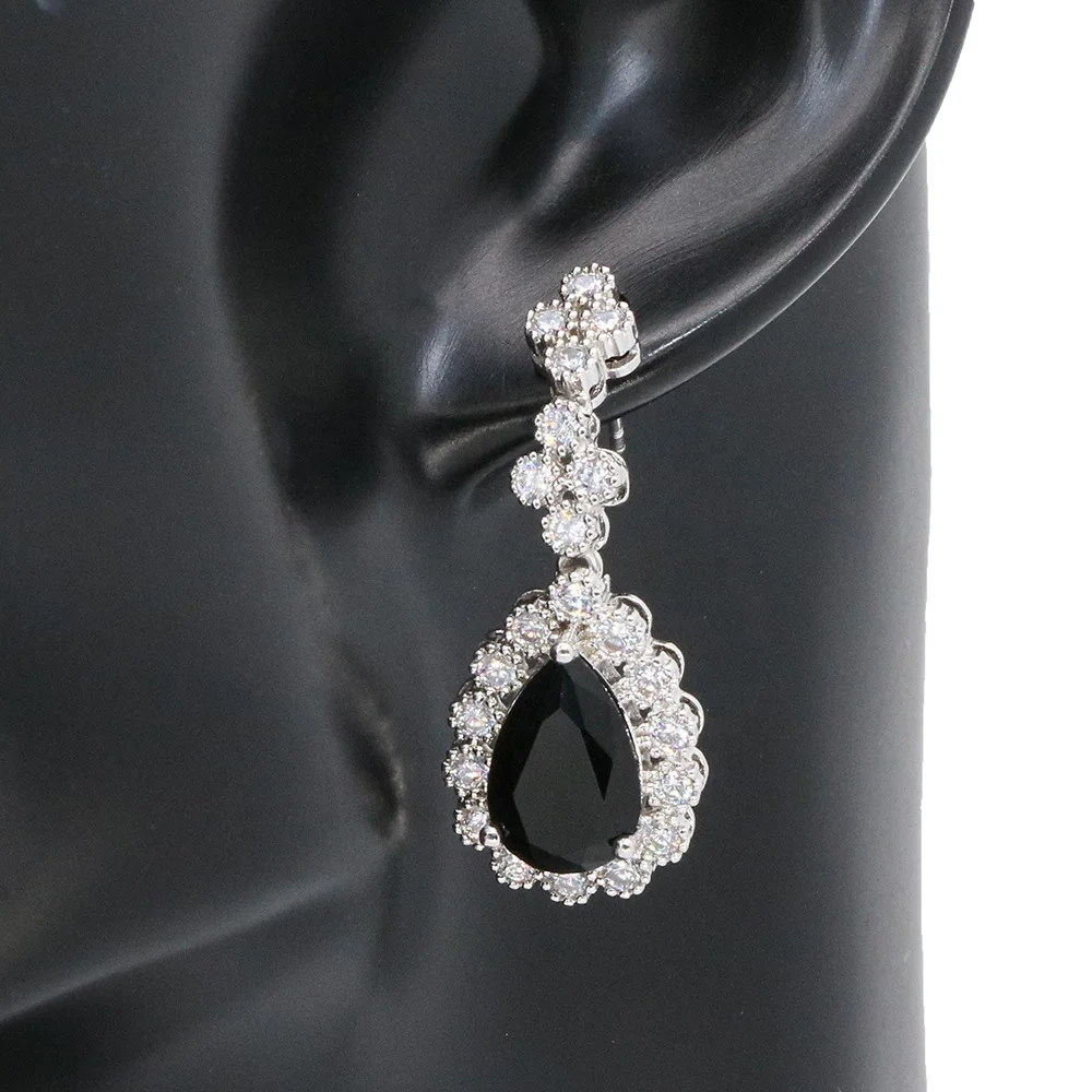 Dubai Bridal Pendant Chain AAA Cubic Zirconia With Black Stone Jewelry Necklace Fashion Wedding Accessories Turkish jewelry set