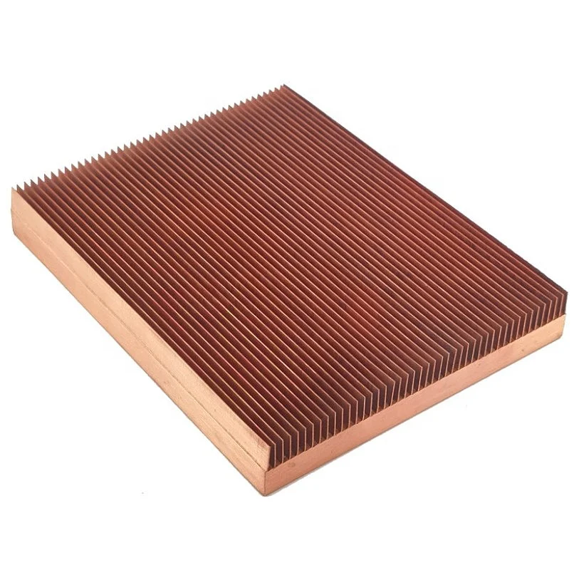 Custom skiving fin with copper pipe heatpipe folded skivied large brazing copper heat sink