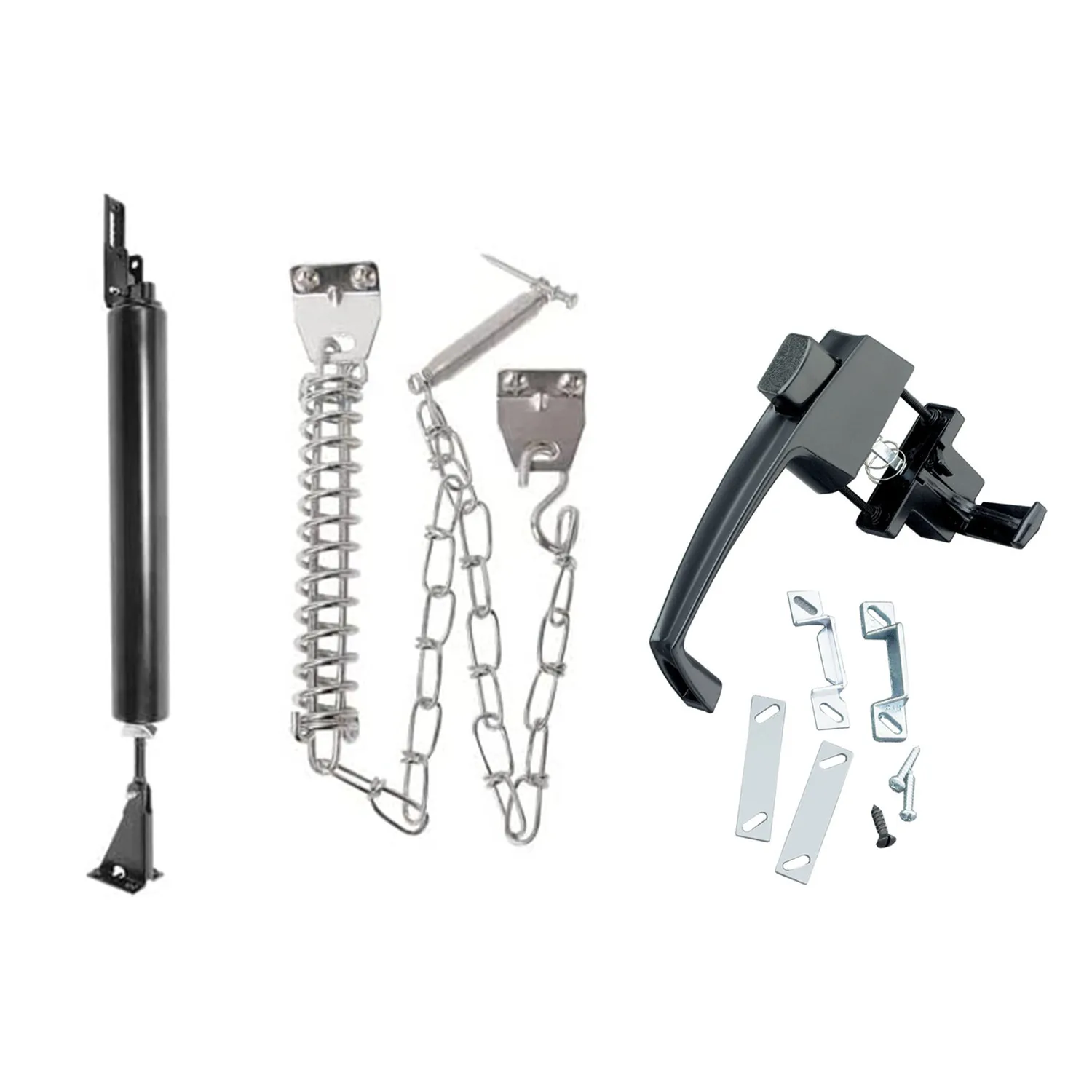 Window Fittings Black Screen Pneumatic Door Closer And Button Latch With Chain Sets