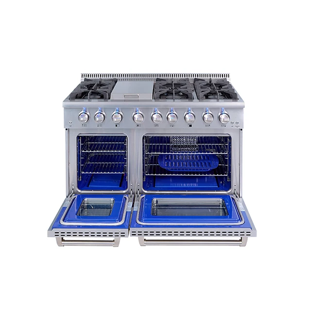 HRG4808U Have 2.5 cu.ft(L)+4.2 cu(R) oven Freestanding Gas Range With Home Cookers