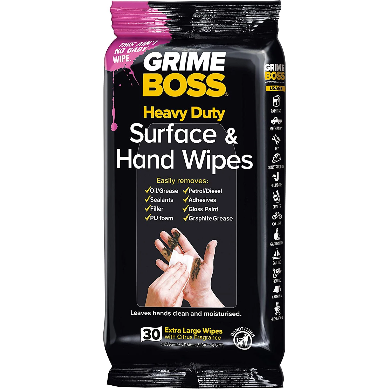 Heavy Duty Wipes Hands Cleaning Wet Tissue BBQ Equipment Cleaning Disposable Wet Wipes 30 Count