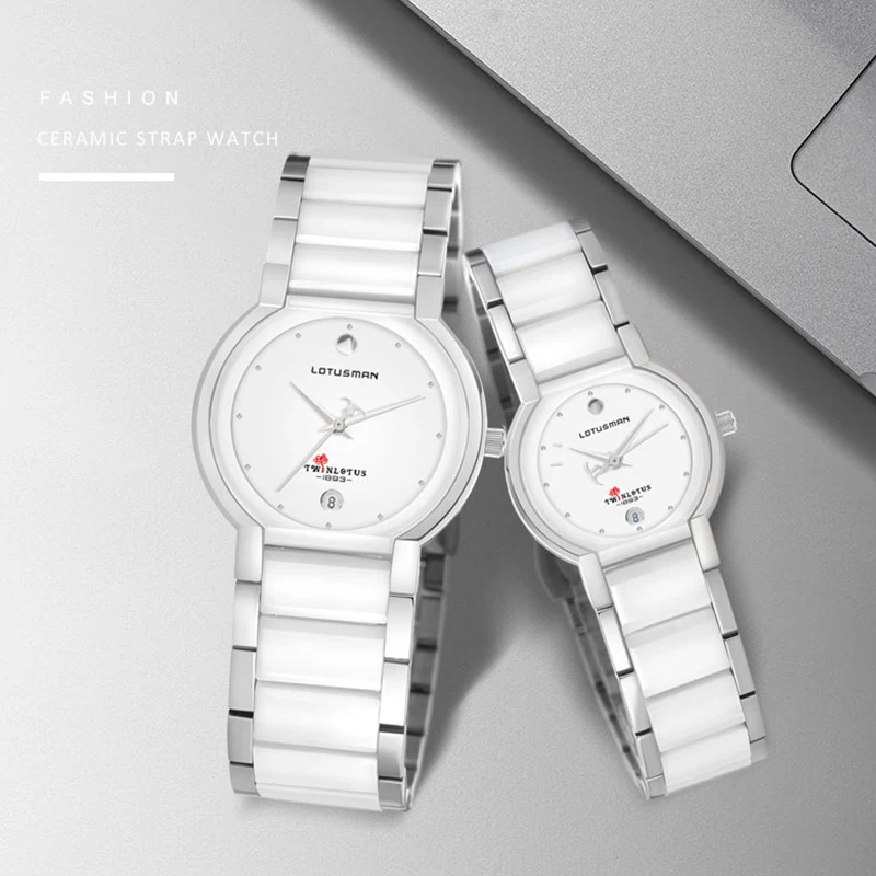 1893 couple watch fashion simple ceramic and steel strap watch exquisite and luxury design