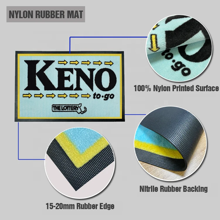 Jialibei Custom Anti-slip Rug Outdoor Nylon Carpet Printed Rubber Logo Door Mat