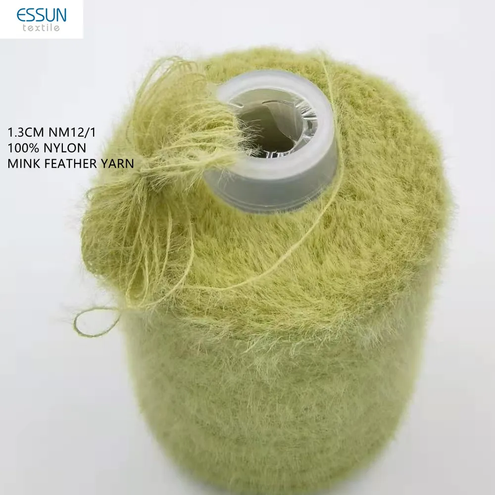 
Imitated Mink Yarn 0.7CM 1.3CM 2.0CM 4.0CM 100% Nylon Straight Hair Feather Fancy Yarn for Circular Knitting Fabric 