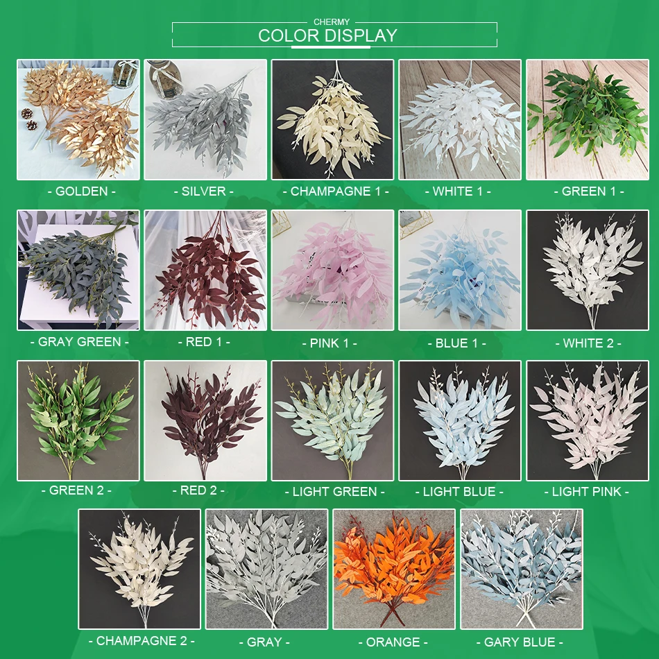 Factory Direct Sale Wedding Road Guide Layout Artificial Plant Leaves Silk Willow Leaves