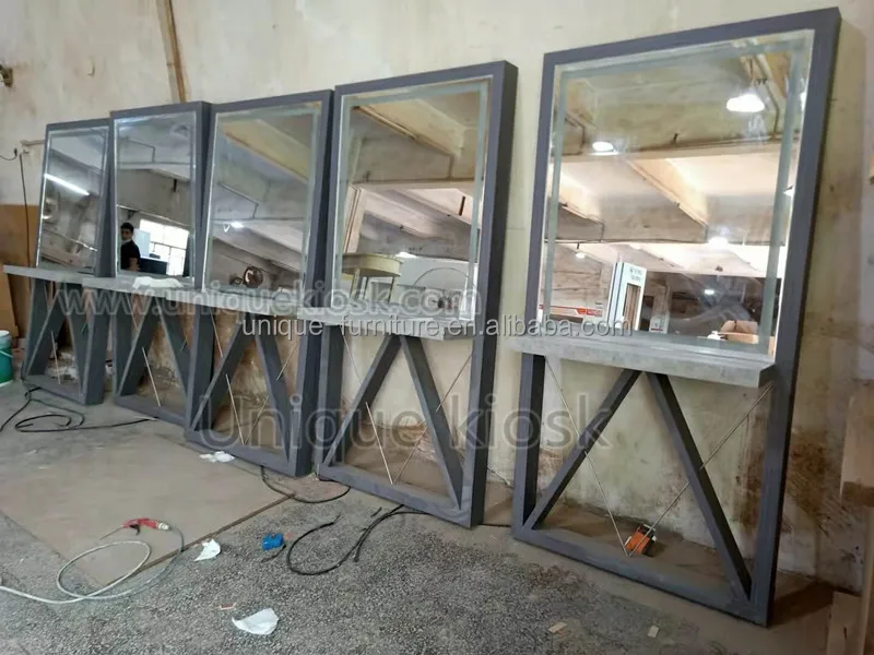 Fantastic salon station with mirror attractive barber mirror station double sided hair salon mirror station with led light