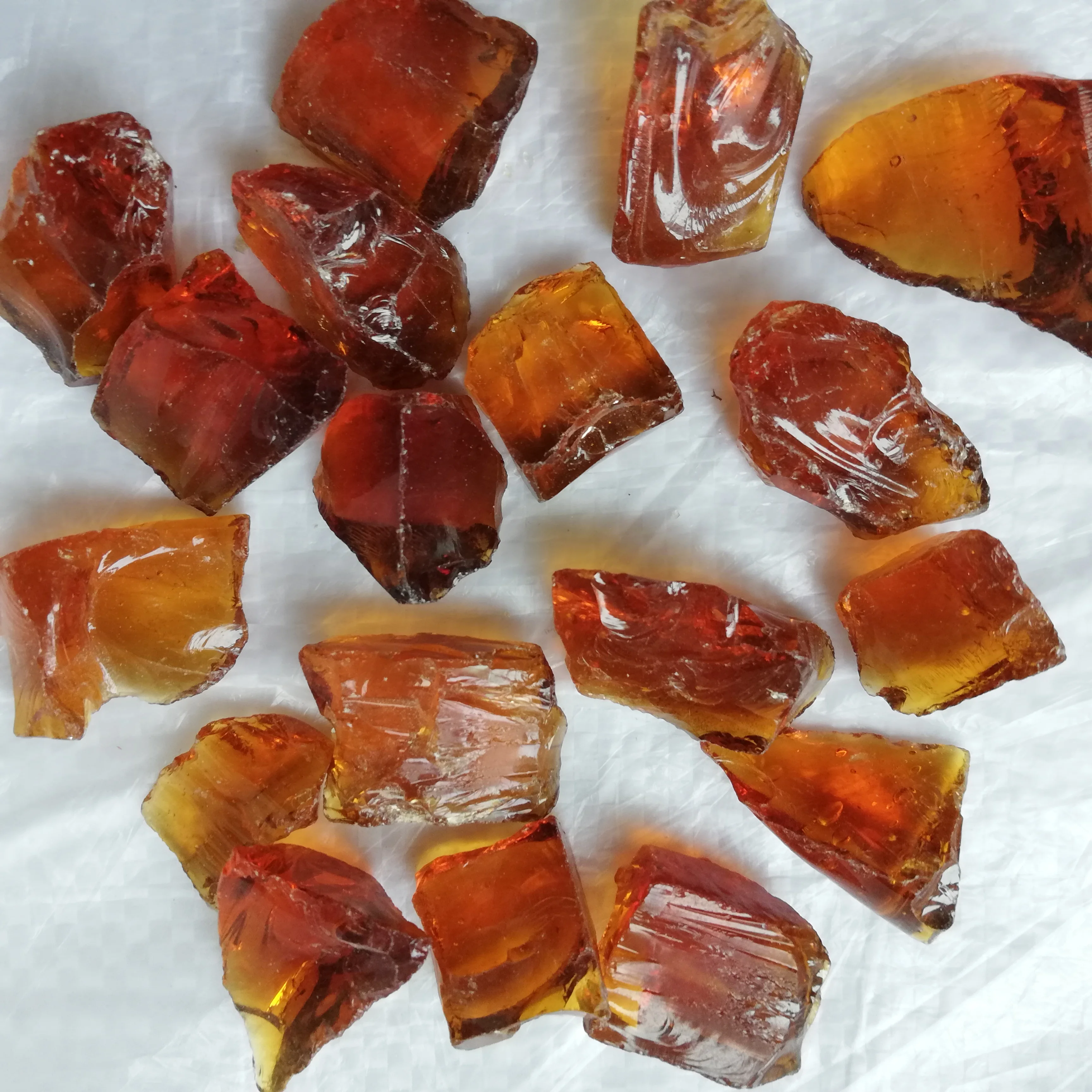 9-12mm and 12-20mm Amber Color Crushed Fire Glass Rocks