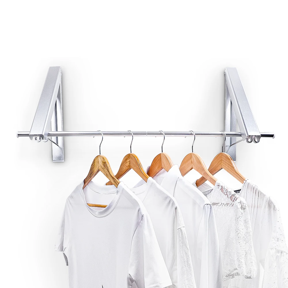 Wall mounted stackable clothes hanging rack space aluminum folding rolling clothes drying rack