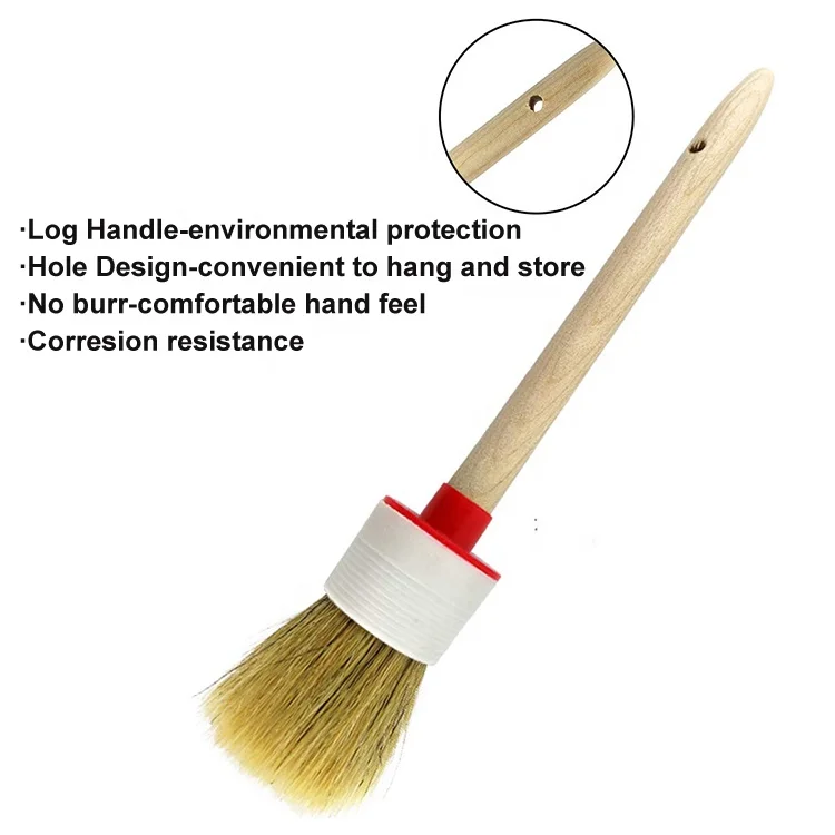 Wooden Handle Brush Chalk Paint Pig Bristles Plastic Ferrule Paint Brush for Painting Cleaning
