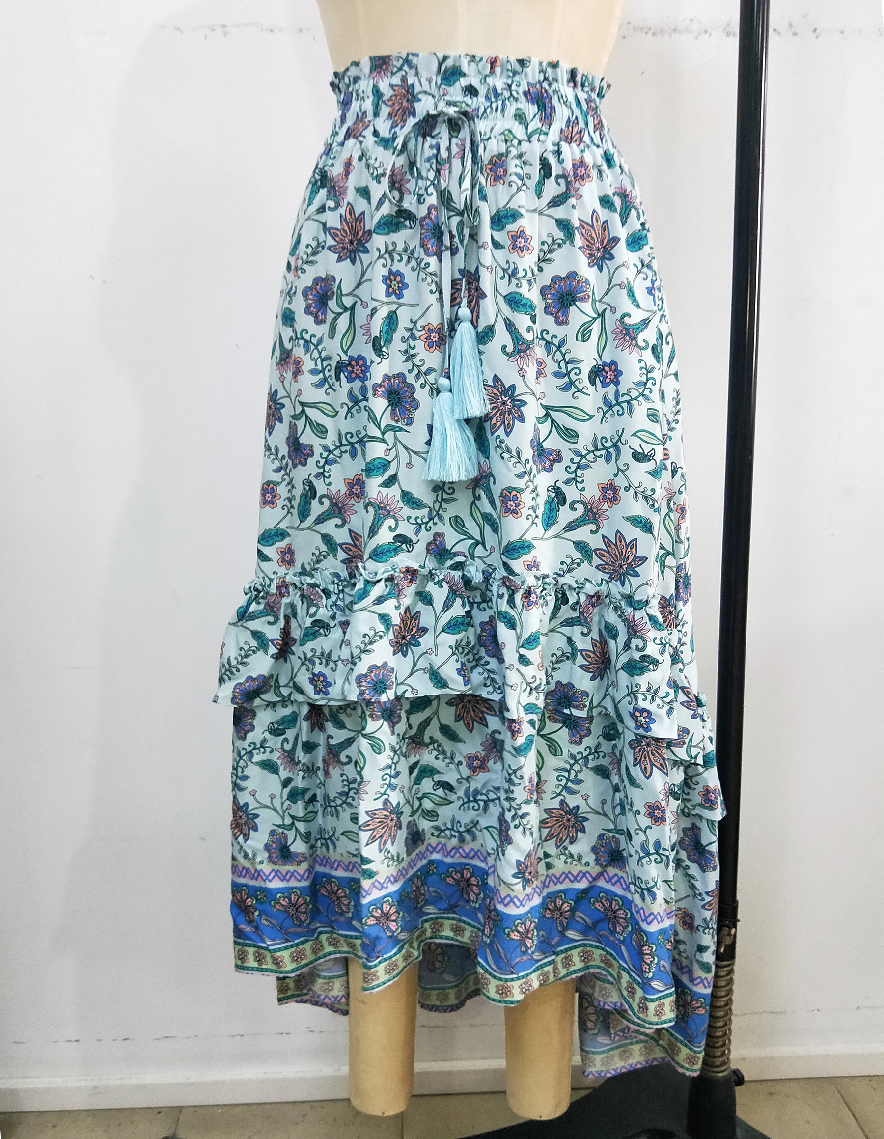 Модная женская Цыганская юбка с цветочным принтом в стиле бохо и новейшая длинная Макси-юбка