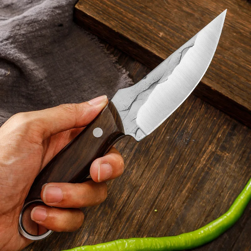 Ручной нож из нержавеющей стали с деревянной ручкой кухонный для обвалки большой нарезки
