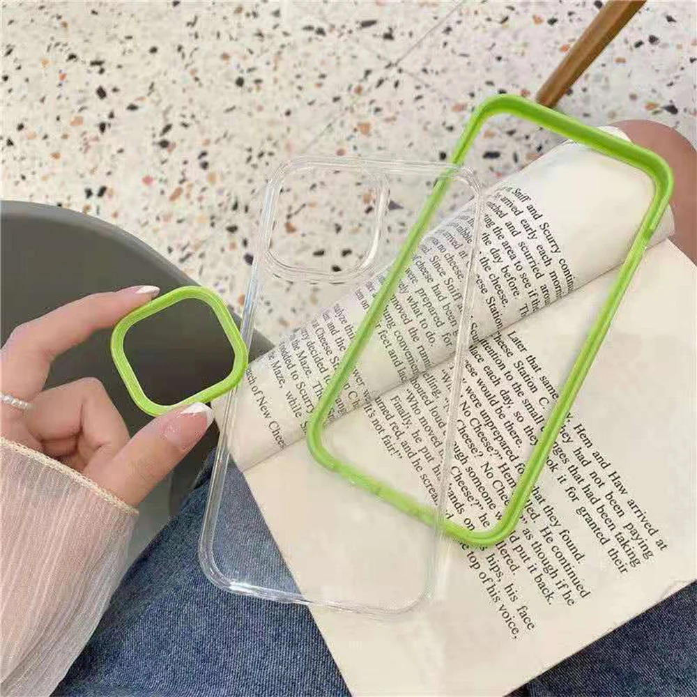 Оптовая продажа с фабрики прозрачный 3 в 1 чехол цветной рамкой противоударный для моделей Iphone