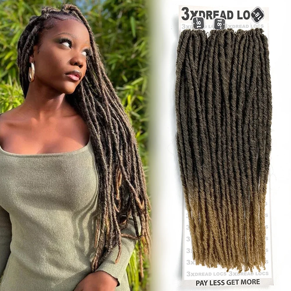 Pre looped 3x 18inch dread locks crochet braids 100%kanekalon faux locs dreadlocks hair extension long braiding hair wholesale