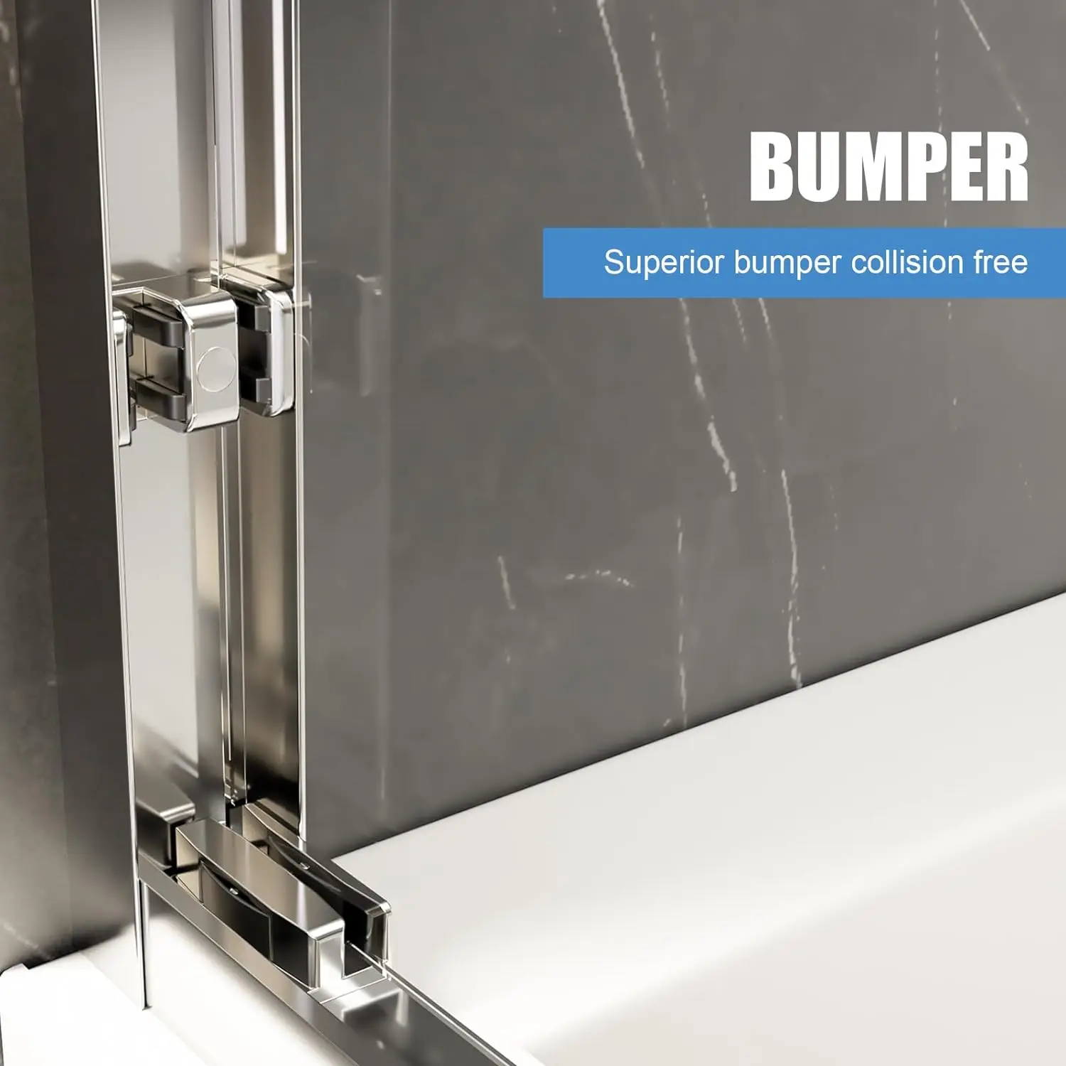 Double Sliding Semi Frameless Tub Shower Door with 1/4 Inch (6mm) Thick SGCC Tampered Glass 60W x 58H Bathtub Shower Door