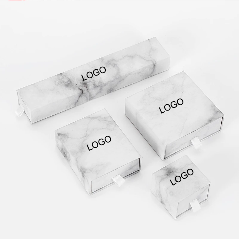 Custom Logo Printed Jewel Packs White Jewelery Pull Put Display Box Jewelry Gift Boxes