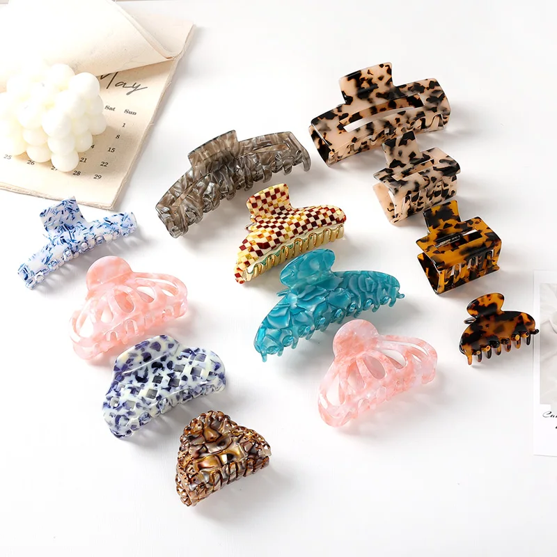 metal material acetate environmental friendly material pearl embellishment hair claws for fashion women