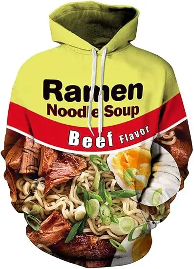 Wholesale 3D Ramen Chicken Noodle Soup Hoodie Beef Sweatshirt For Men Women Cotton Cute Pullover Hoodie Hooded Sweatshirt